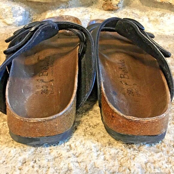 BETULA BIRKENSTOCK Black Suede Nubuck 3 Three Strap Slip On Sandals EU40/W9/M7 - Picture 3 of 7
